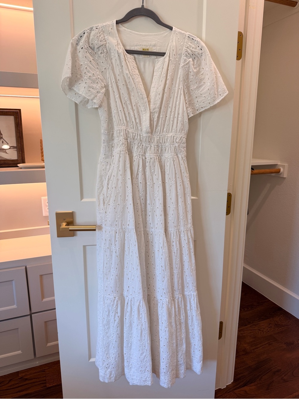 Maeve White Eyelet Maxi Dress with Puff Sleeves